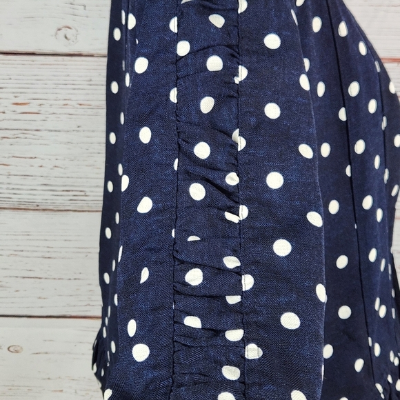 CHRISTOPHER & BANKS Navy And White Polka Dot Jacket Medium - Picture 3 of 6